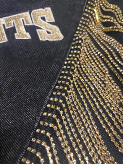 Saints Denim Jacket with Bling