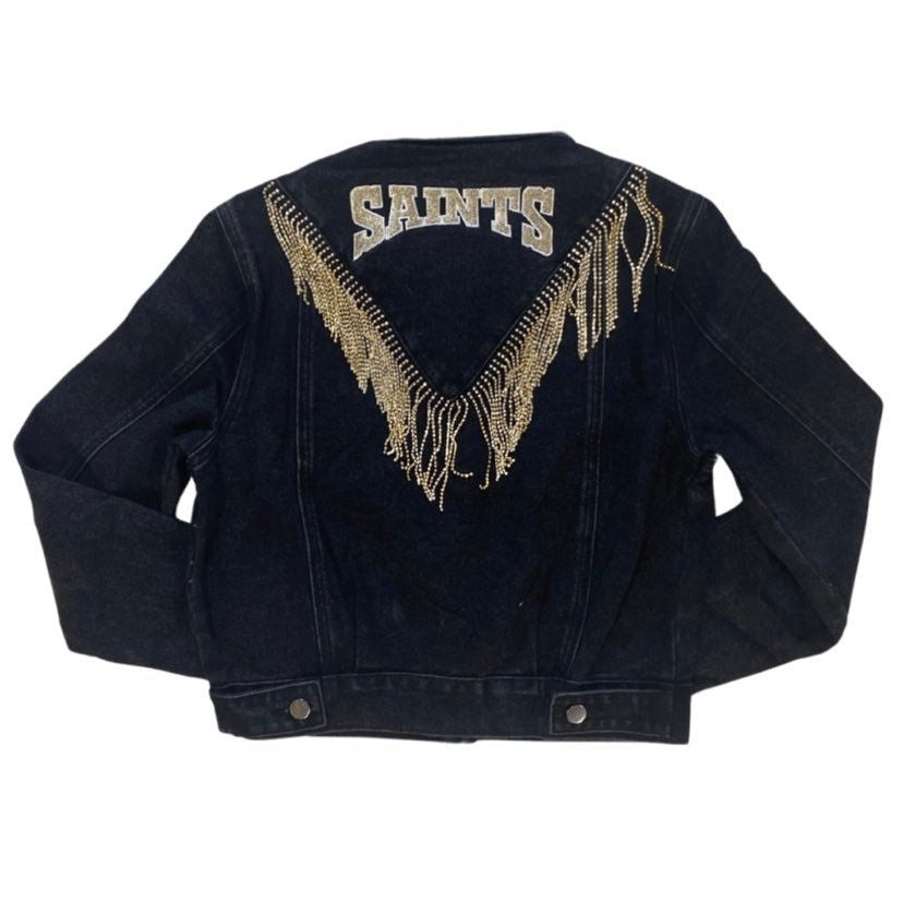 Saints Denim Jacket with Bling