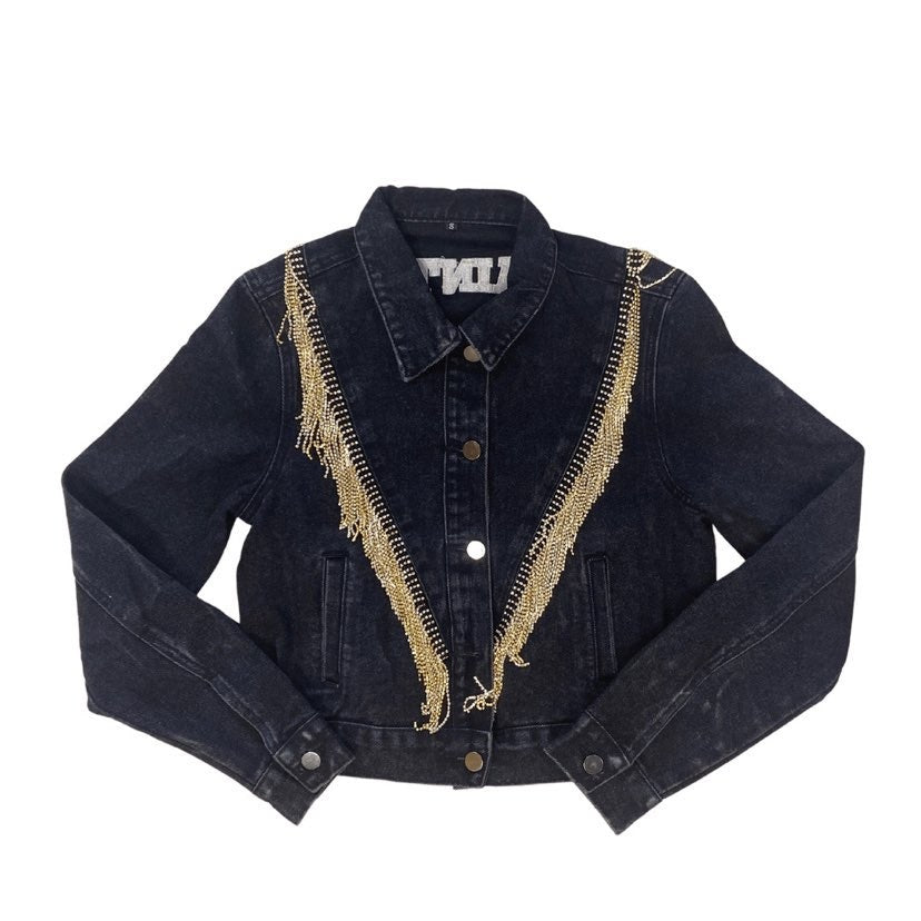 Saints Denim Jacket with Bling