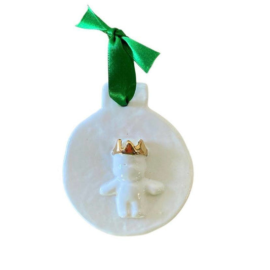 King Cake Baby with Crown Ornament