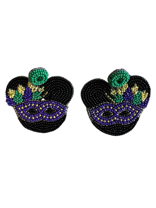 Mardi Gras Mask Mouse Earrings