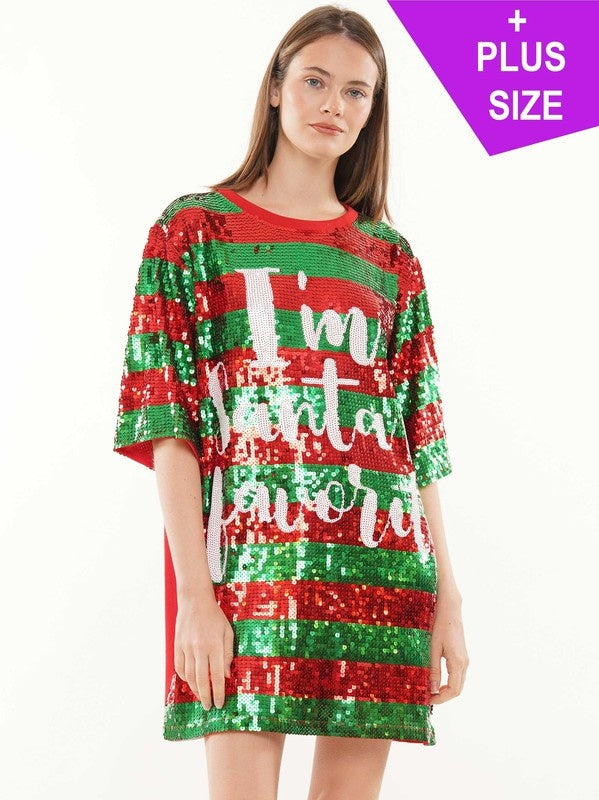 Santa's Favorite Sequin Tunic Dress (Plus)