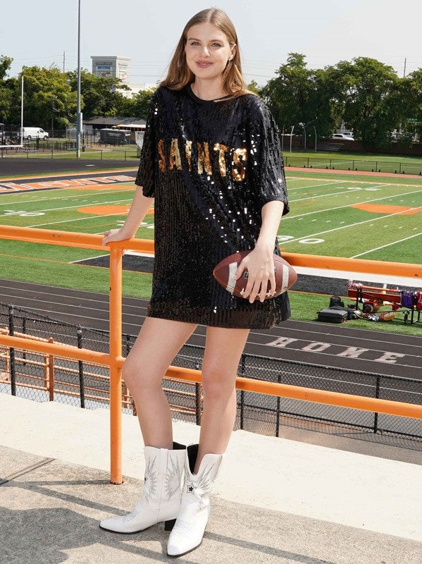 Black Sequin Game Day Tunic Dress