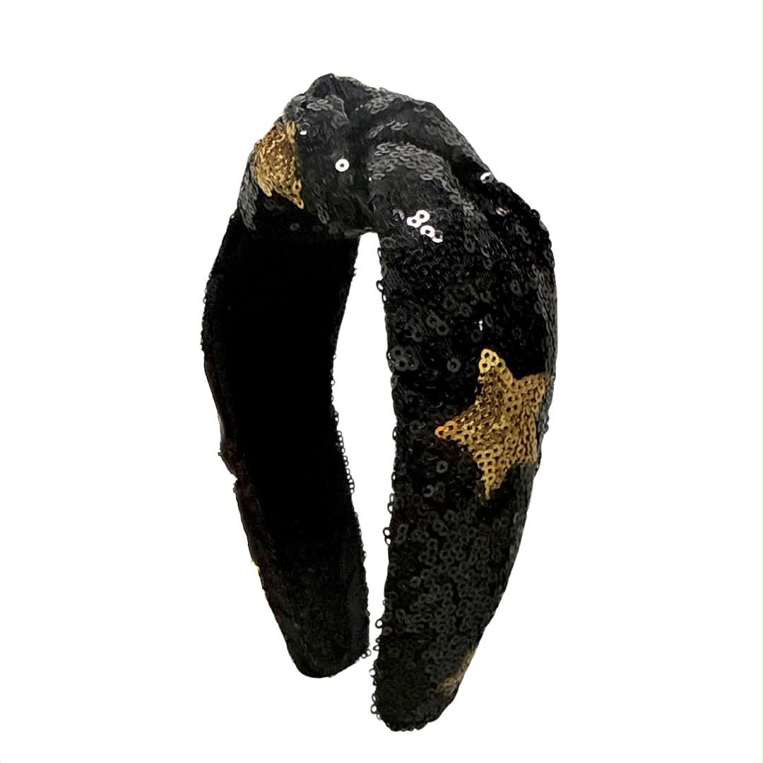 Black & Gold Sequin Star Headband