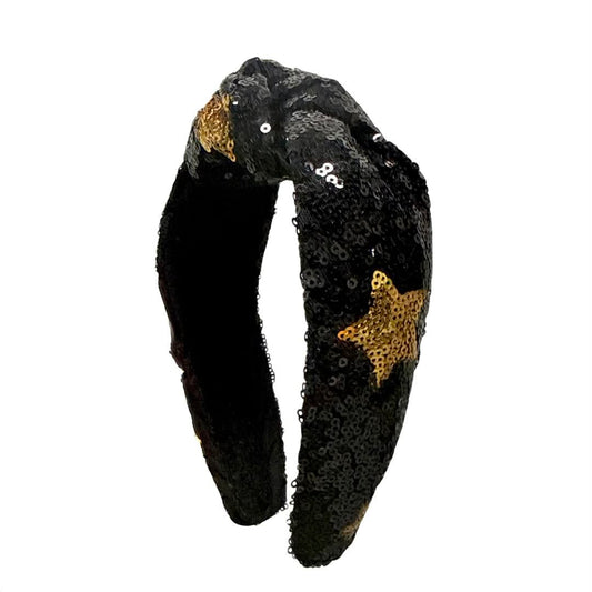 Black & Gold Sequin Star Headband