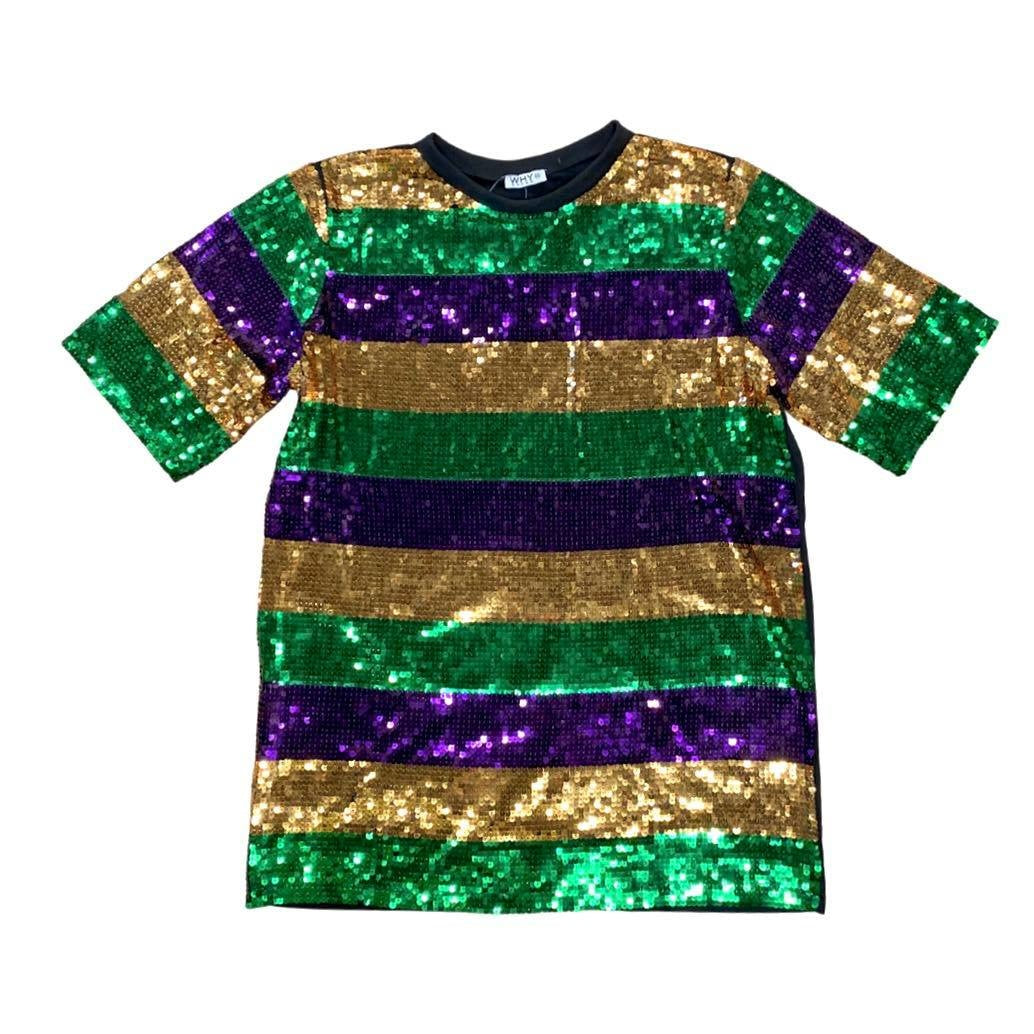 Mardi Gras Stripe Sequin Tunic