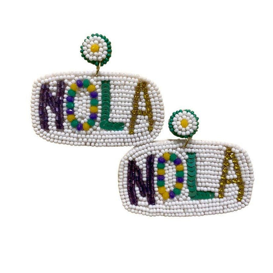 NOLA Beaded Mardi Gras Earrings