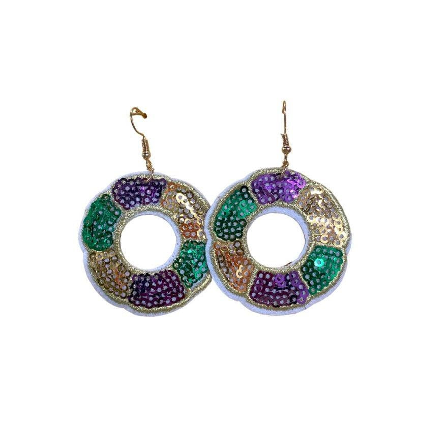 Fabric King Cake Earrings