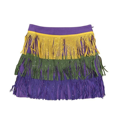 Mardi Gras Rhinestone Fringe Skirt