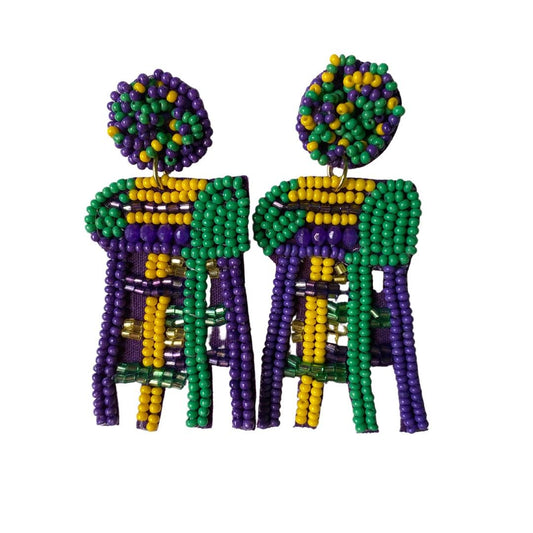 Beaded Mardi Gras Ladder Earrings