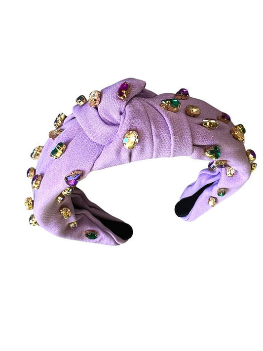 Mardi Gras Bedazzled Headband, Purple