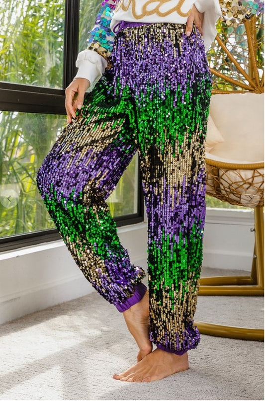 Mardi Gras Sequin Joggers