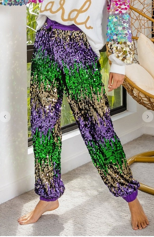 Mardi Gras Sequin Joggers