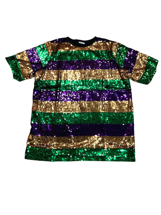 Mardi Gras Stripe Sequin Tunic, Plus