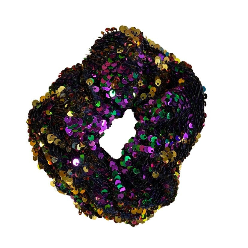 Mardi Gras Sequin Scrunchie