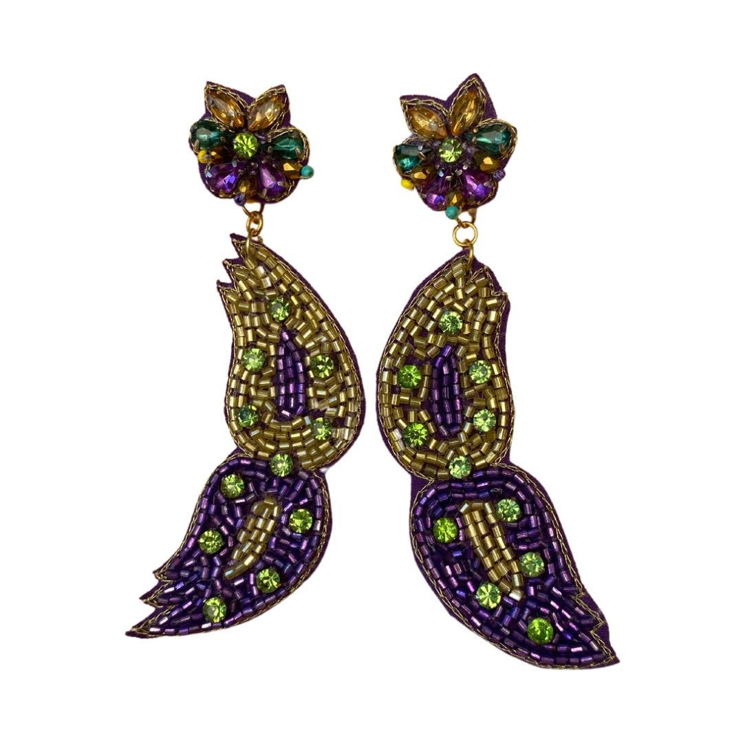 Beaded Mardi Gras Mask Earrings