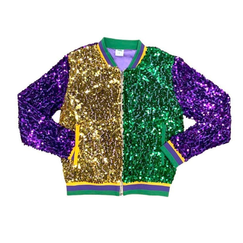 Mardi Gras Color Block Sequin Jacket