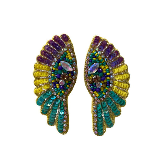 Mardi Gras Sequin Wing Earrings