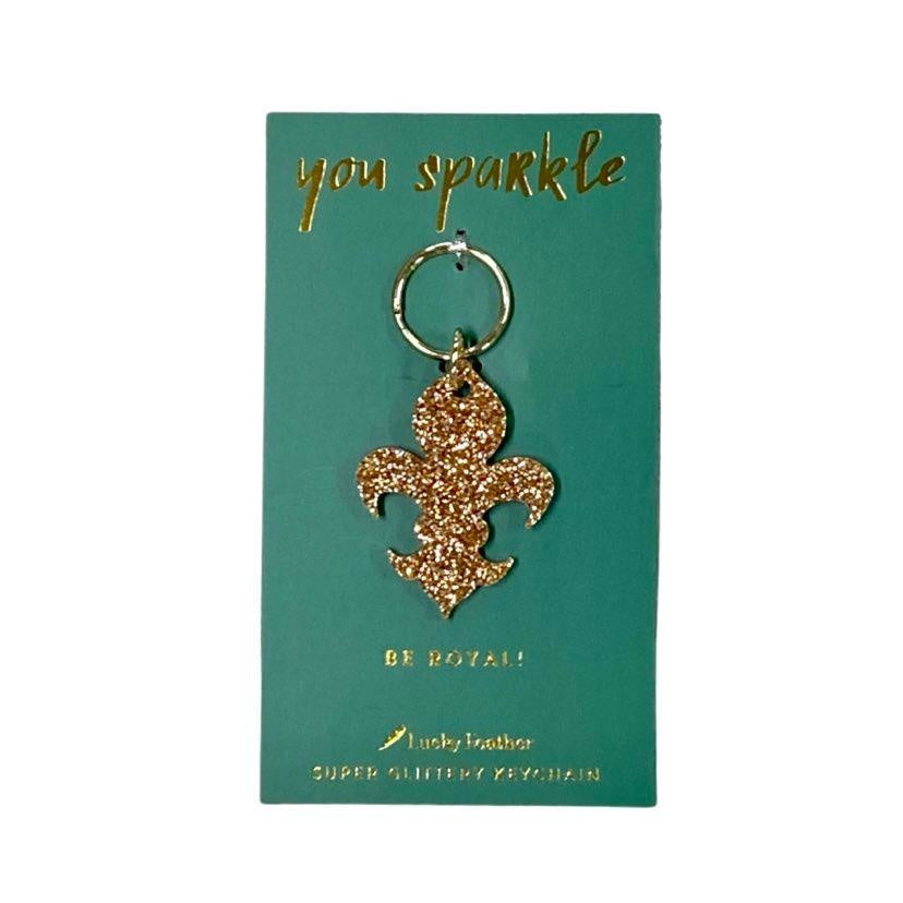 Fleur de Lis Glitter Keychain