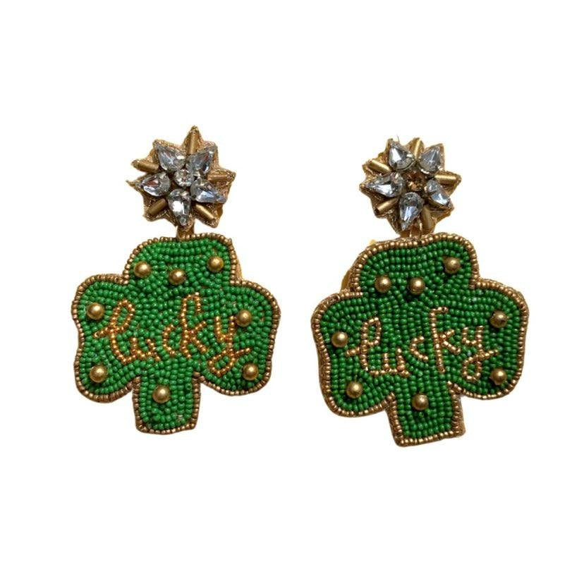 Lucky Shamrock Beaded Earrings