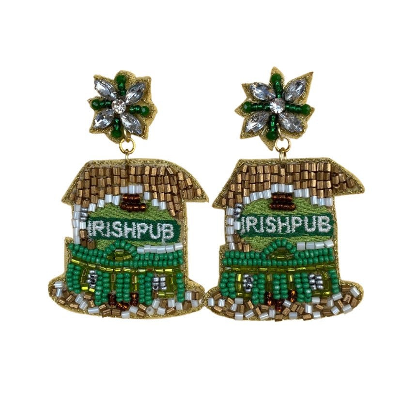 Irish Pub Beaded Earrings