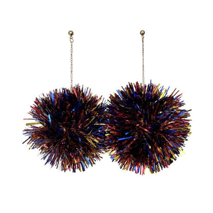 Tinsel Ball Dangle Earrings, Pels