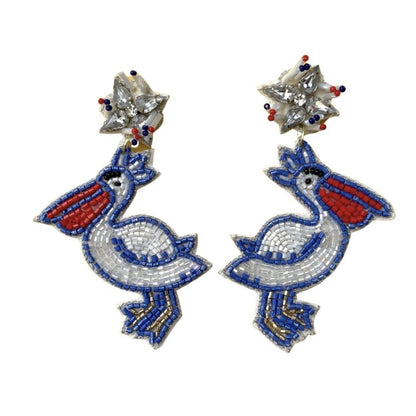 Beaded Pelican Earrings