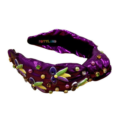 Mardi Gras Knotted Headband with Masks