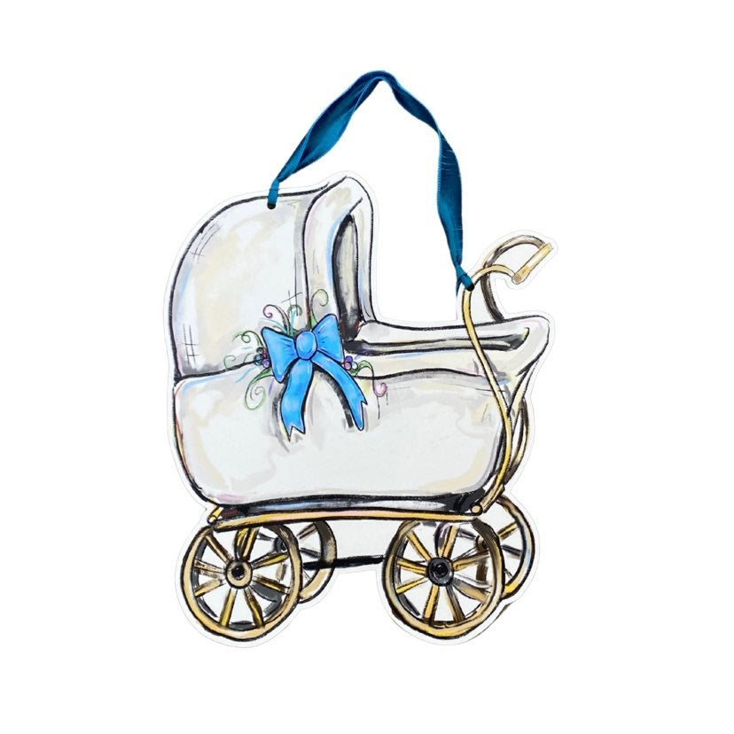 Baby Carriage Door Hanger, Blue