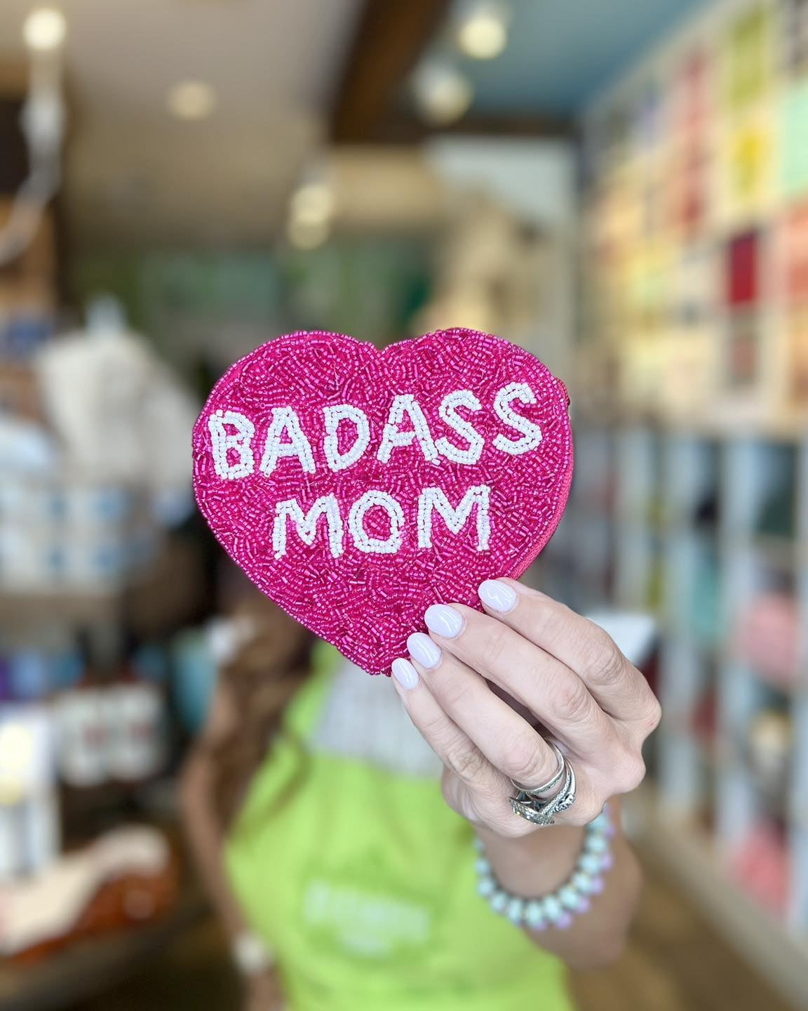 Badass Mom Beaded Pouch