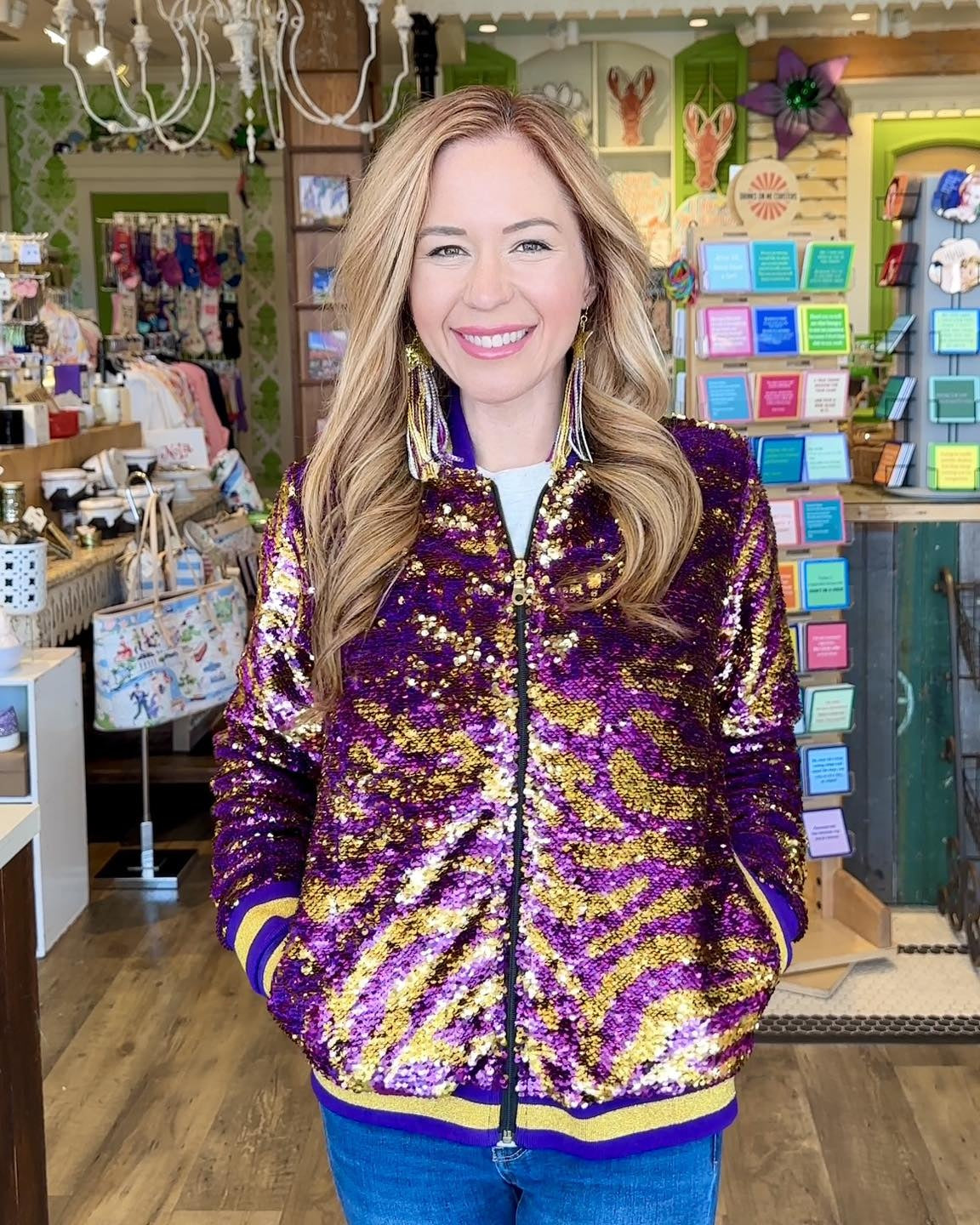 Tiger Stripe Magic Sequin Jacket, Purple & Gold