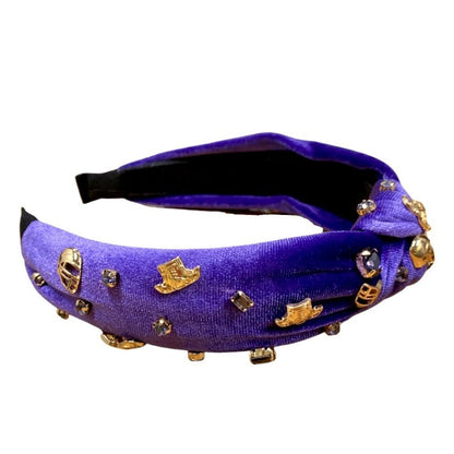 Jersey Helmet Gem Headband, Purple & Gold