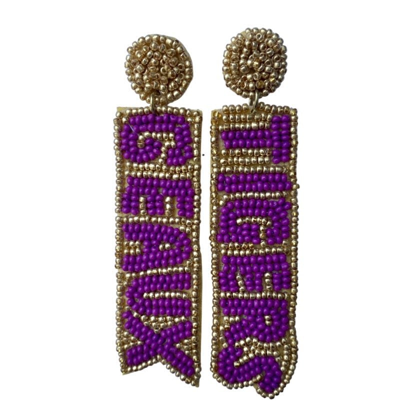 Geaux Tigers Banner Beaded Earrings