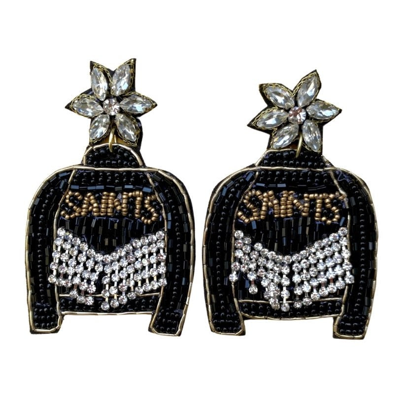 Saints Jacket with Bling Earrings