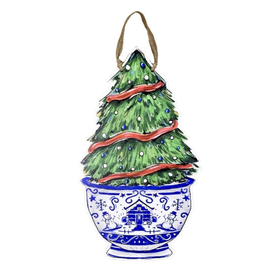 Chinoiserie Christmas Tree Door Hanger