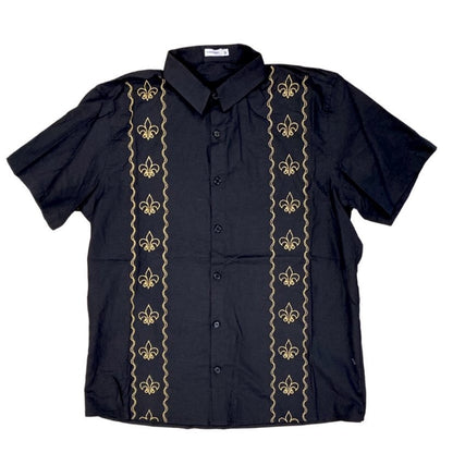 Linen Fleur de Lis Button Down