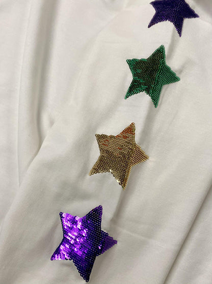 Mardi Gras Sequin Star Sleeve Sweatshirt