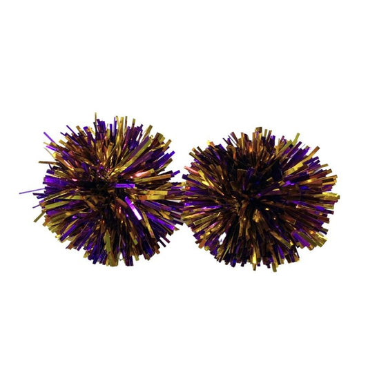 Tinsel Post Earrings, Purple & Gold