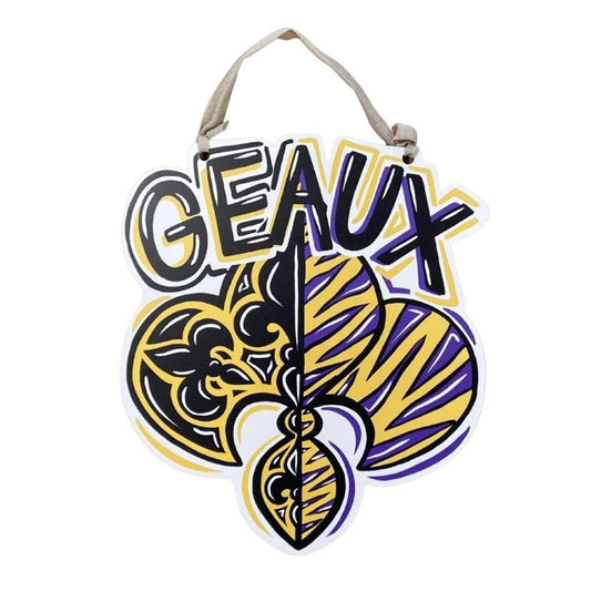 House Divided Geaux Fleur de Lis Door Hanger