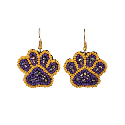 Paw Print Beaded Earrings