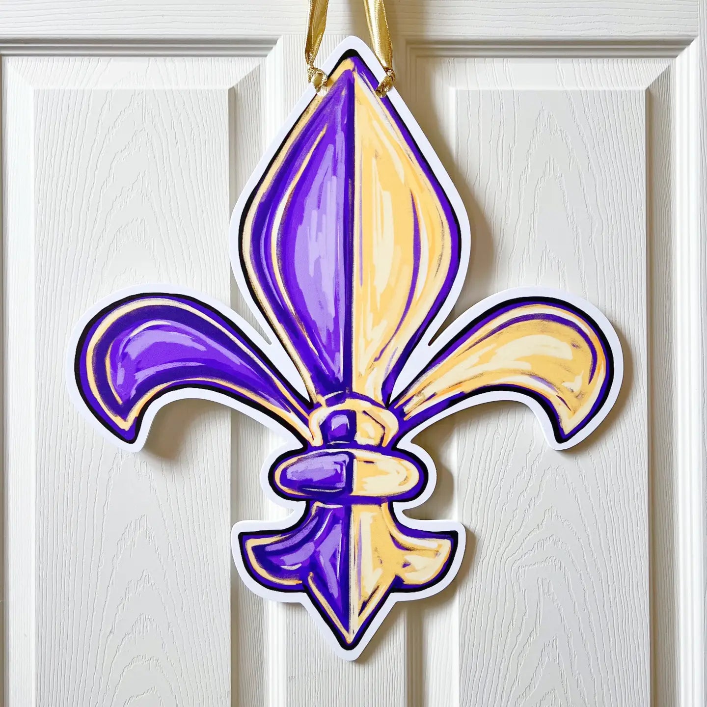Fleur de Lis Door Hanger, Purple & Gold