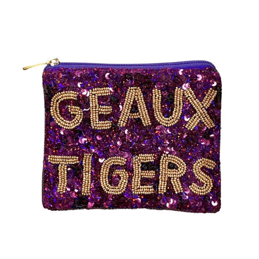 Geaux Tigers Sequin Pouch