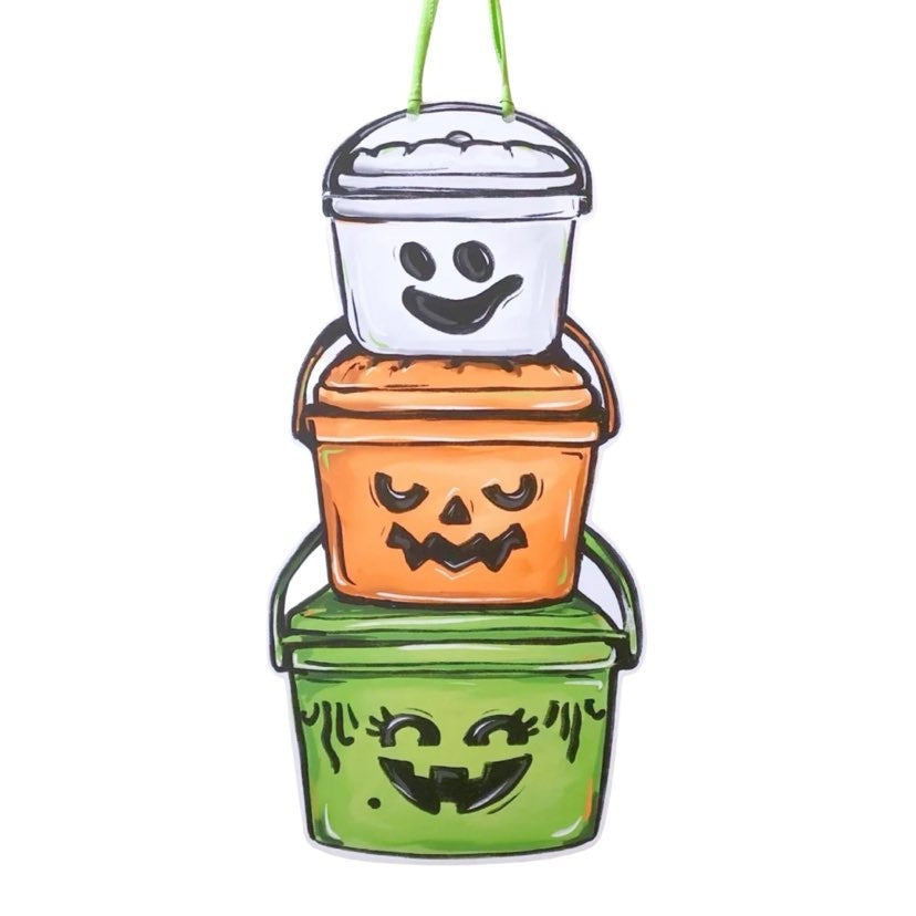 Halloween Retro Buckets Door Hanger