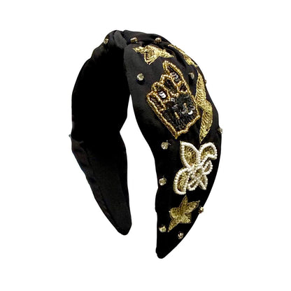 Game Day Sequin Headband, Black & Gold