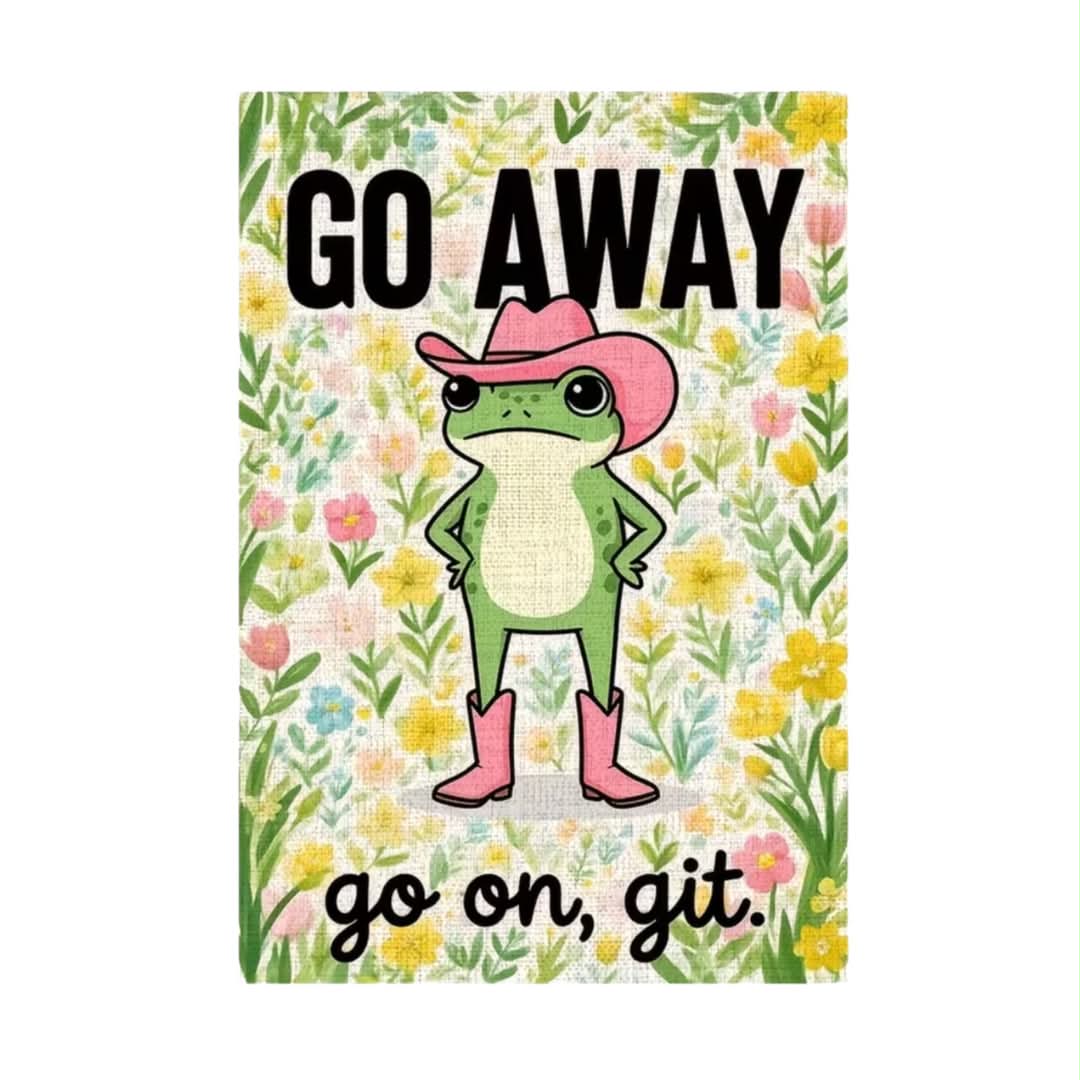 Go Away Frog Garden Flag