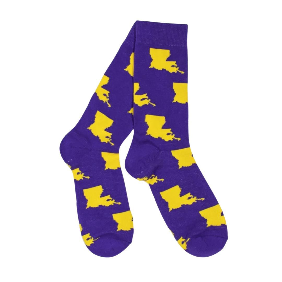 Louisiana Socks, Purple & Gold