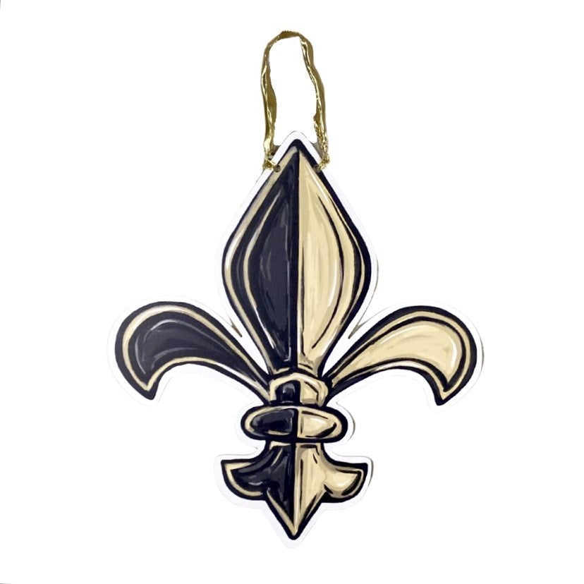 Game Day Fleur de Lis Reversible Door Hanger