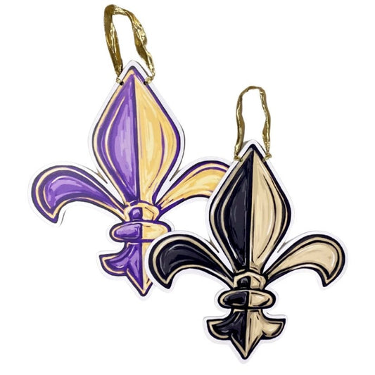 Game Day Fleur de Lis Reversible Door Hanger