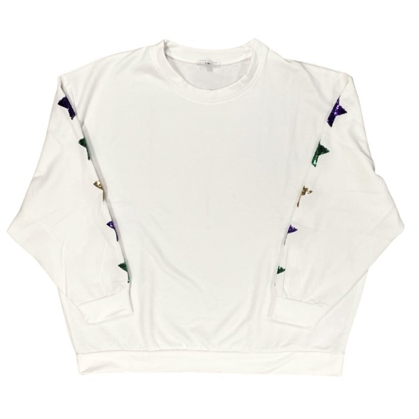 Mardi Gras Sequin Star Sleeve Sweatshirt