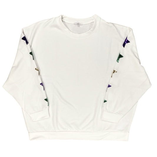 Mardi Gras Sequin Star Sleeve Sweatshirt